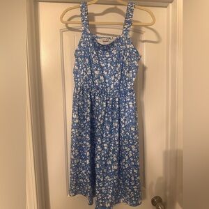 Blue and White Floral Summer Dress
